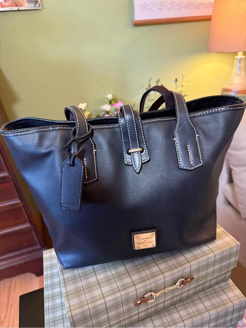 Dooney & Bourke Black Pebbled Leather Tote Bag